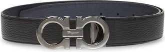 Ferragamo Gancini Reversible Leren Riem - Heren - Riemen - Zwart - 110 CM - Leer - Accessoires