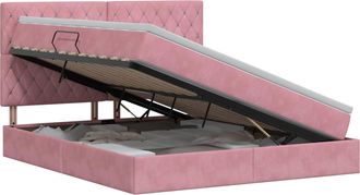 vidaXL Letto Con Contenitore E Materasso Rosa 180 X 200 Cm Velluto Vidaxl