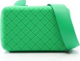 Bottega Veneta Green Rubber Leather Handbag Shoulder Bag (Pre-Owned)