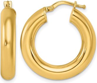 Diamond2Deal 14K Yellow Gold Polished Small Hollow Hoop Earrings