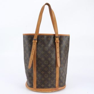 Louis Vuitton Brown Leather Coated Canvas Handbag Shoulder Bag Tote Bag (Pre-Owned)