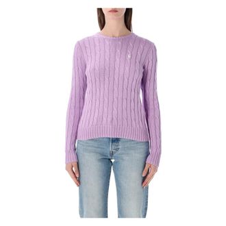 Ralph Lauren Round-neck Knitwear, female, Purple, Size: XS Julianna Cable-Knit Sweater