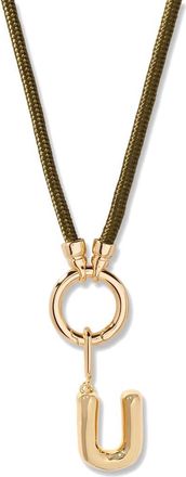 Brook & York Kai Initial Charm Necklace in Gold/Olive U at Nordstrom