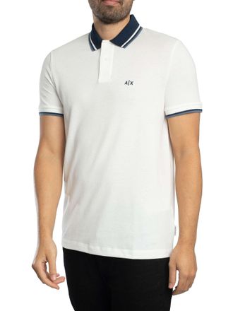 A|X Armani Exchange Slim Fit Poloshirt Met Contrasterende Kraag, Wit