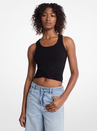 Michael Kors Tie-Front Ribbed Stretch Knit Tank Top