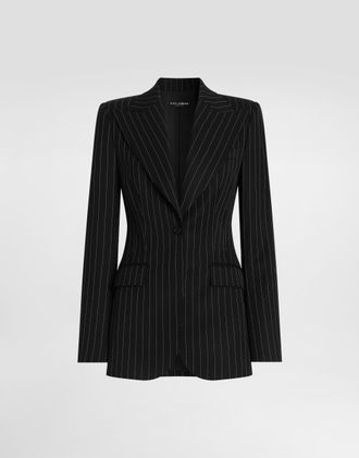Dolce & Gabbana Turlington Single-breasted Jacket In Pinstripe Wool - Woman Blazers Multicolor 38