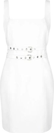 Liu Jo Short Dresses, female, White, Size: XL Short sheath dress in technical stretch fabric with square neckline