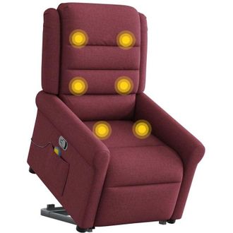 vidaXL Vidaxl - Sill&oacute;n Reclinable De Masaje Elevable Tela Rojo Tinto