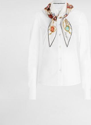Dolce & Gabbana Poplin Shirt With Silk Scarf - Woman Shirts And Tops White 40