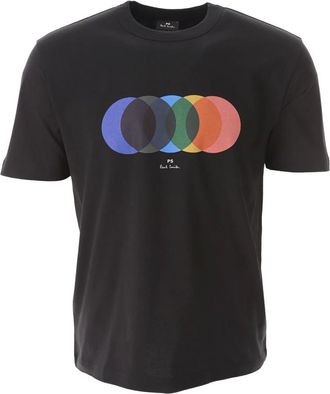 Paul Smith Tops, Heren, Zwart, S, Katoen, Zwart Cirkels Print Korte Mouw T-shirt