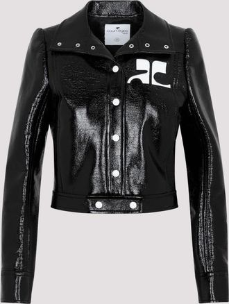 Courr&egrave;ges Black Logo Print Jacket