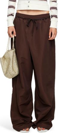Lioness Signora Tie Waist Wide Leg Pants in Chocolate at Nordstrom, Size X-Large