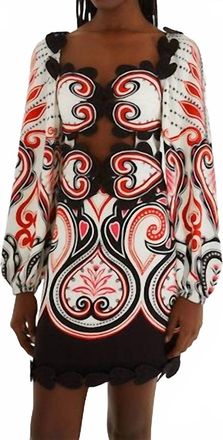 Farm Rio Graphic Ainika Cut-Out Hearts Mini Dress In White