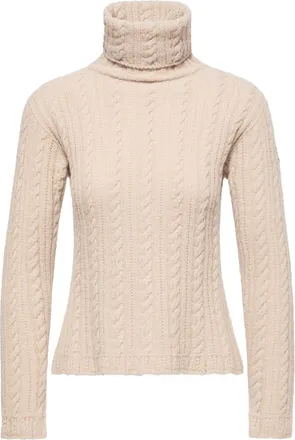 Moncler Moncler Cable Knit Wool Blend Turtleneck, Women, Beige, Size: Xs