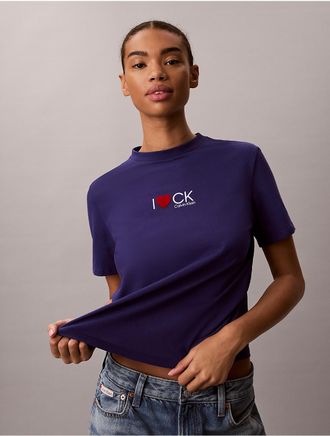 Calvin Klein Jeans Calvin Klein Womens Heart Logo Classic T-Shirt - Purple - XL