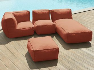 Vente-Unique Salotto giardino in Tessuto 4 posti: 1 poltrona, 1 angolo, 1 penisola e 1 pouf Terracotta - NOUMARA di MYLIA