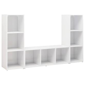 Berkfield Home TV Cabinets 3 pcs White 107x35x37 cm Engineered Wood | Size: 107 x 35 x 37 cm