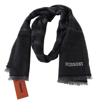 Missoni Striped Wool Scarf - Black