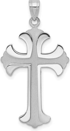 Diamond2Deal 14k White Gold Fleur De Lis Cross Pendant