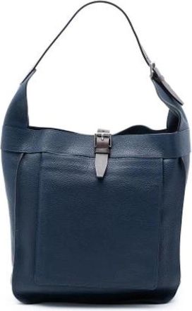 Herm&egrave;s Pre-owned Shoulder Bags, female, Blue, Size: ONE SIZE Pre-owned Leather Shoulder Bag