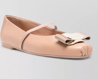 Ferragamo leather gathered ballerina flats