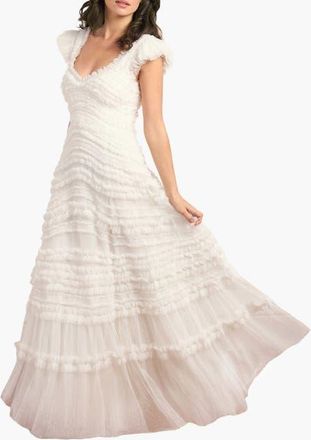 Needle & Thread Amara Backless Gown in Swan White at Nordstrom, Size 10