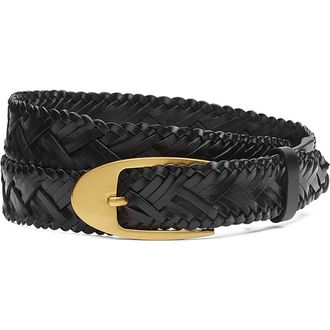 Rag & Bone Gemma Woven Leather Belt in Black at Nordstrom Rack, Size Medium/large