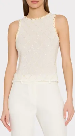 Milly Meli Beaded Sleeveless Sweater in Off White at Nordstrom, Size X-Large