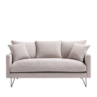 DRAWER Sof&aacute; de 3 plazas en tela con patas de pinza negras - Natural