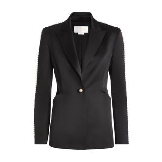 Genny Giacca di raso con bordi di perle - - Jackets - Donna - Nero - 2XS