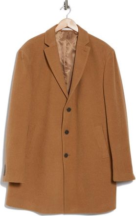 Calvin Klein Slim Fit Wool Blend Overcoat in Camel at Nordstrom Rack, Size 38 Regular
