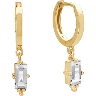 Murkani Huggies with Hanging Baguette in Yellow Gold at Nordstrom