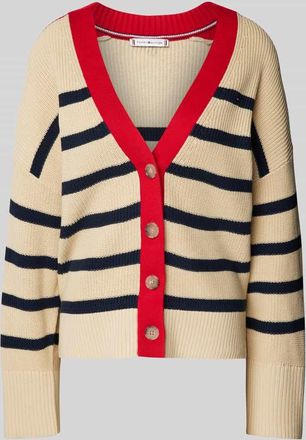 Tommy Hilfiger Relaxed Fit Cardigan aus reiner Baumwolle in Sand, Gr&ouml;&szlig;e L/XL