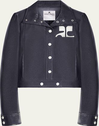 ジャケット Courreges SS25 Black canvas jacket (125CBL257PL0178 9999) Courrèges Shiny black zip jacket | TheDoubleF