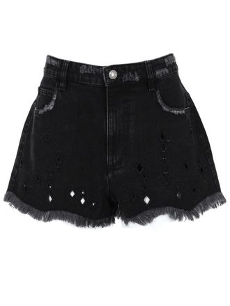 Isabel Marant Aecia Black Denim Distressed Shorts