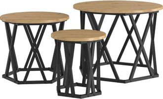 vidaXL Vidaxl - Mesa Lateral Nido 3 Pcs Roble Artisan 53 X 53 X 40 Cm