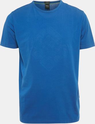 HUGO BOSS Boss By Hugo Boss Blue Logo Embossed Cotton T-Shirt