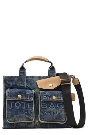 Marc Jacobs The Denim Suede Medium Cargo Tote Bag in Dark Wash Indigo at Nordstrom
