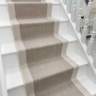Runrug Stair Runner Carpet - Reversible & Durable, 2mm - Vichy in Beige | Size: 60 cm x 660 cm