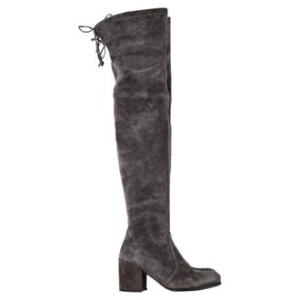 Stuart Weitzman Pre-owned Womens Genna Over The Knee Boots in Grey Suede - Size EU 35