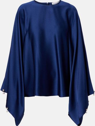 Stella McCartney Top in raso con perle bijoux