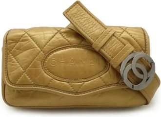 Chanel Pre-owned Leather chanel-bags - Dames - Vintage Schoudertas - Geel - ONE Size - Leer - Vintage