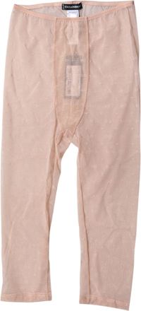 Dolce & Gabbana Womens Beige Logo Lace Lingerie Cropped Tights Underwear Nylon Elastane Clothing