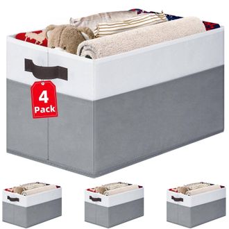OEM Cuatro Grandes Cajas De Almacenamiento Con Tapa, Cestas De Tela Plegables, Adecuadas Para Guardar Ropa, Juguetes, Mantas, Etc
