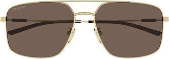 Gucci Oversized vierkante zonnebril - Heren - Zonnebrillen - Geel - 59 MM - Nylon - Accessoires