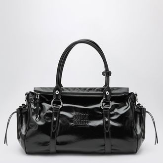 Miu Miu Large top-handle bag in glossy black leather