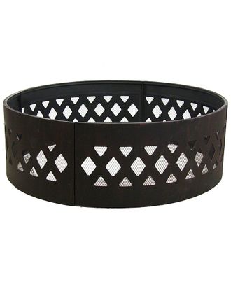 Sunnydaze 36In Wood Burning Fire Ring Steel W/ Crossweave Cut Out Design & Poker