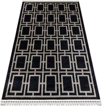 RugsX Alfombra Amour 53078b Negro - Geom&eacute;trico, L&iacute;neas Moderno, Elegante Black 98x200 Cm