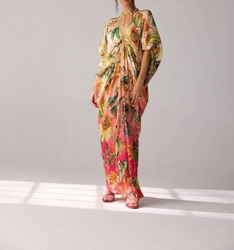Verb Aria Maxi Kaftan Dress In Yellow Multi