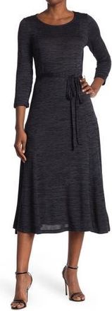Nina Leonard Sylvia 3/4 Sleeve A-Line Midi Dress in Navy Melange at Nordstrom Rack, Size X-Large